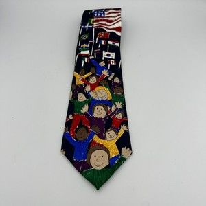 Save the Children David “Our World” Necktie Tie Men Silk World Flags Teachers
